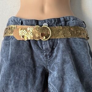 The Limited Genuine Suede Gold Sequin Belt Size M 35"